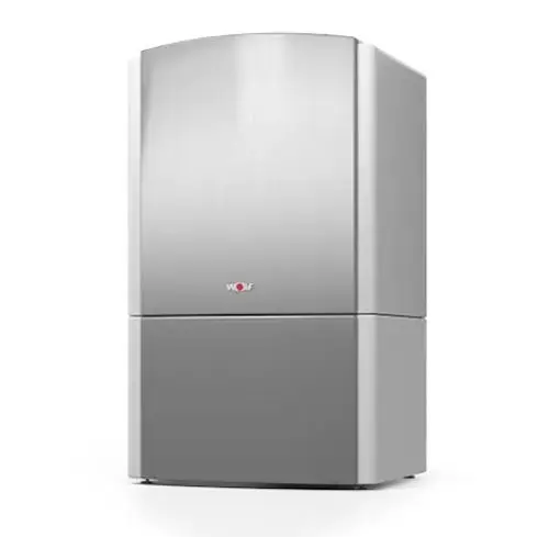 Silberner Kühlschrank mit glatter Oberfläche und abgerundeten Kanten, unterteilt in zwei Fächer.