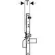 Geberit Traversenelement für eine standmontierte Armatur, schematische Darstellung mit Maßangaben und Anbauelementen zur Installation.