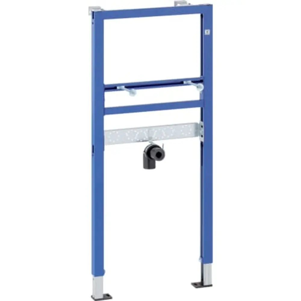 Geberit Element zur Montage eines Waschtischs mit Befestigungselementen, geeignet für Standarmaturen, in blauer Metallausführung ohne weitere Zubehörteile.