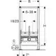 Geberit Duofix Element für Bidet, gezeichnet in technischer Darstellung, zeigt Dimensionen und Anordnung der Befestigungselemente. Diagramm mit verschiedenen Maßangaben.