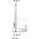 Geberit Duofix Element für Bidet, seitliche Ansicht mit Maßangaben und Installationselementen. Darstellung der Befestigung und Integration in die Wand.