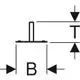 Einfache schematische Darstellung eines Geberit Duofix Elements für eine Walk-in-Duschwand mit Abmessungen und Montagehinweisen.