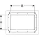 Geberit Element für Nischenablagebox, befliesbar. Die Darstellung zeigt die Umrisse und Montagemöglichkeiten für die Installation.