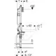 Geberit Element für Wand-WC mit Sigma UP-Spülkasten; schematische Darstellung der Montage-, Abmessungs- und Verbindungsdetails.