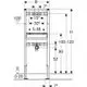 Geberit Duofix Element für die Wandmontage, geeignet für Waschtische. Grafische Darstellung mit Maßangaben und Installationsdetails.