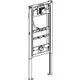 Geberit Installationssystem für Urinal, bestehend aus einem stabilen Metallrahmen mit mehreren Montagemöglichkeiten und Anschlüssen für Wasser und Abwasser.