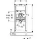 Geberit Duofix-Element für die Installation eines Urinals, schematische Darstellung mit Maßangaben und Anschlussdetails für verdeckte Urinalsteuerung.