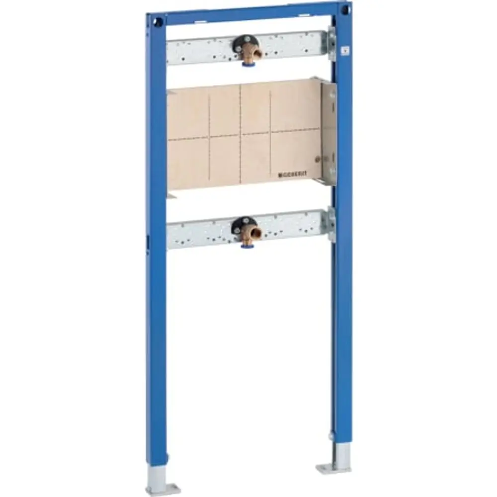 Geberit Duofix Element für die Wandmontage, geeignet für Dusche und Badewanne, mit verstellbaren Armaturen und einer stabilen Konstruktion zur Installation.