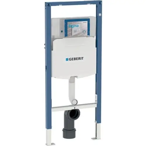 Geberit Duofix Element, freistehend, zur Installation eines Stand-WCs. Mit integrierter Spülkasten-Mechanik, montiert in einem stabilen Rahmen.
