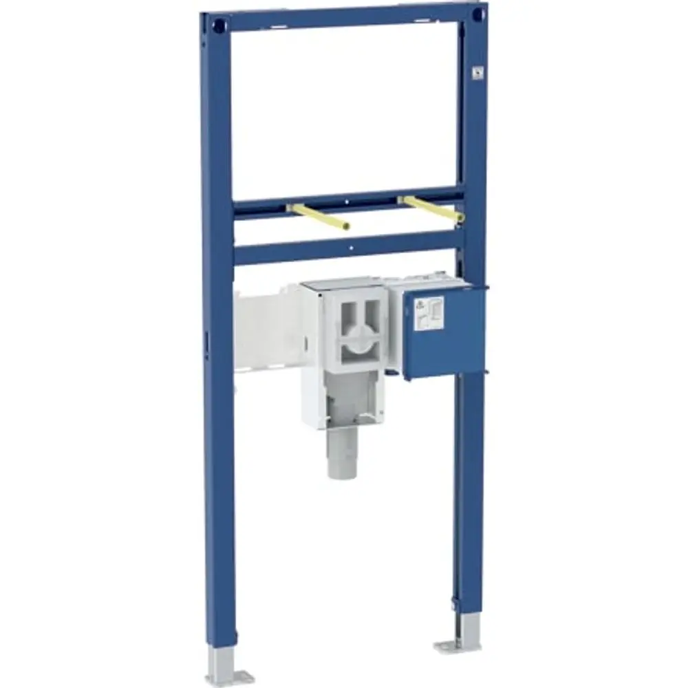 Geberit Duofix Element für Waschtisch mit UP-Funktionsbox und elektronischer Standarmatur. Konstruktion aus robustem Material, vorbereitet für Installation und Anschluss.