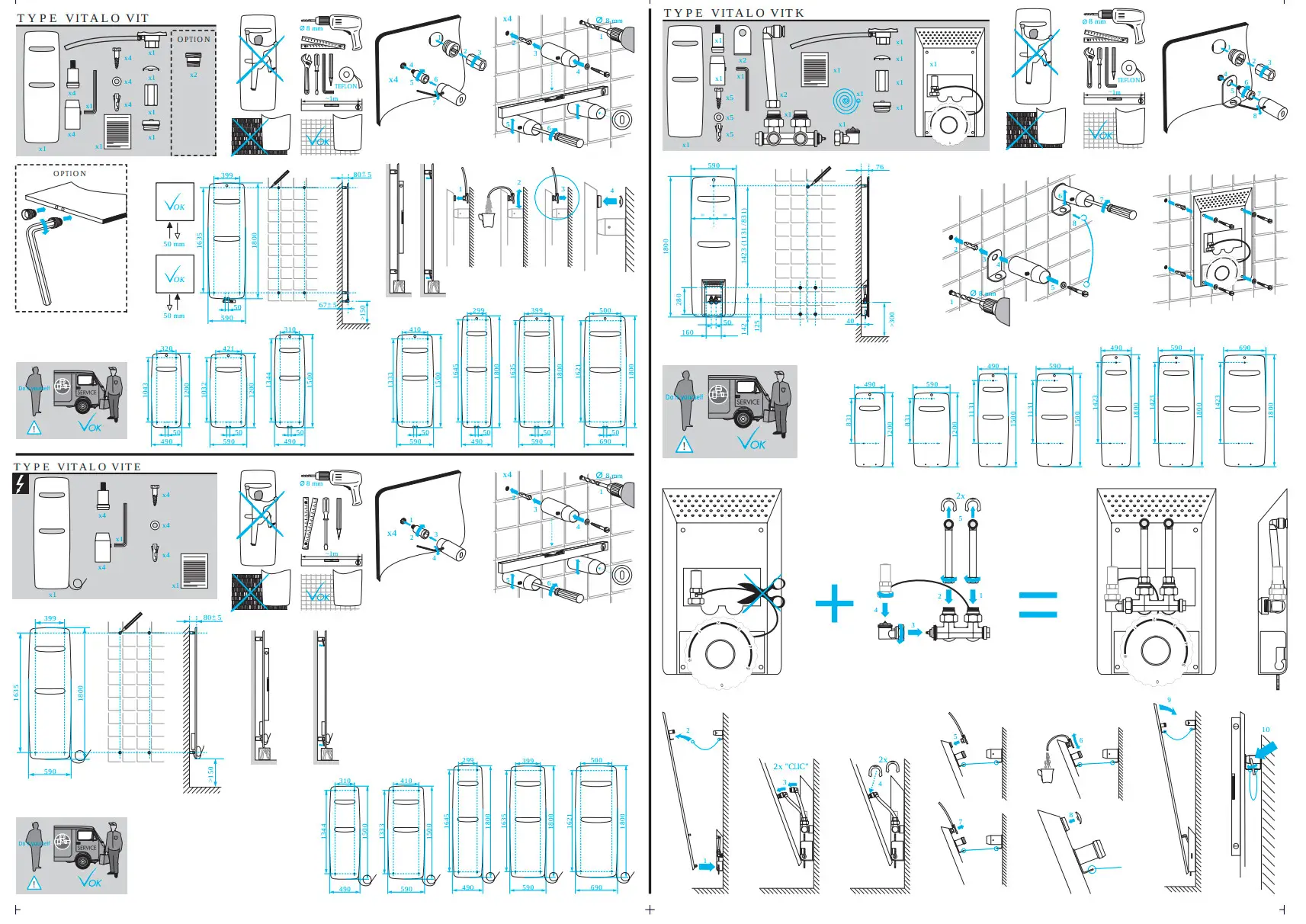 Zehnder Heizkörpermontageanleitung mit schematischen Zeichnungen, Abmessungen und Montageoptionen für verschiedene Modelle in einem technischen Design.