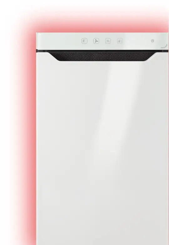 Weißer Elektroheizkörper von Zehnder mit glatter Front, ausgestattet mit Steuerungstasten oben. Das Design ist schlicht und passt in verschiedene Räume.