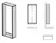 Zehnder Design-Abdeckung, vertikal, rechteckige Form mit klaren Linien und Montageoptionen an der Rückseite, dargestellt aus verschiedenen Perspektiven.