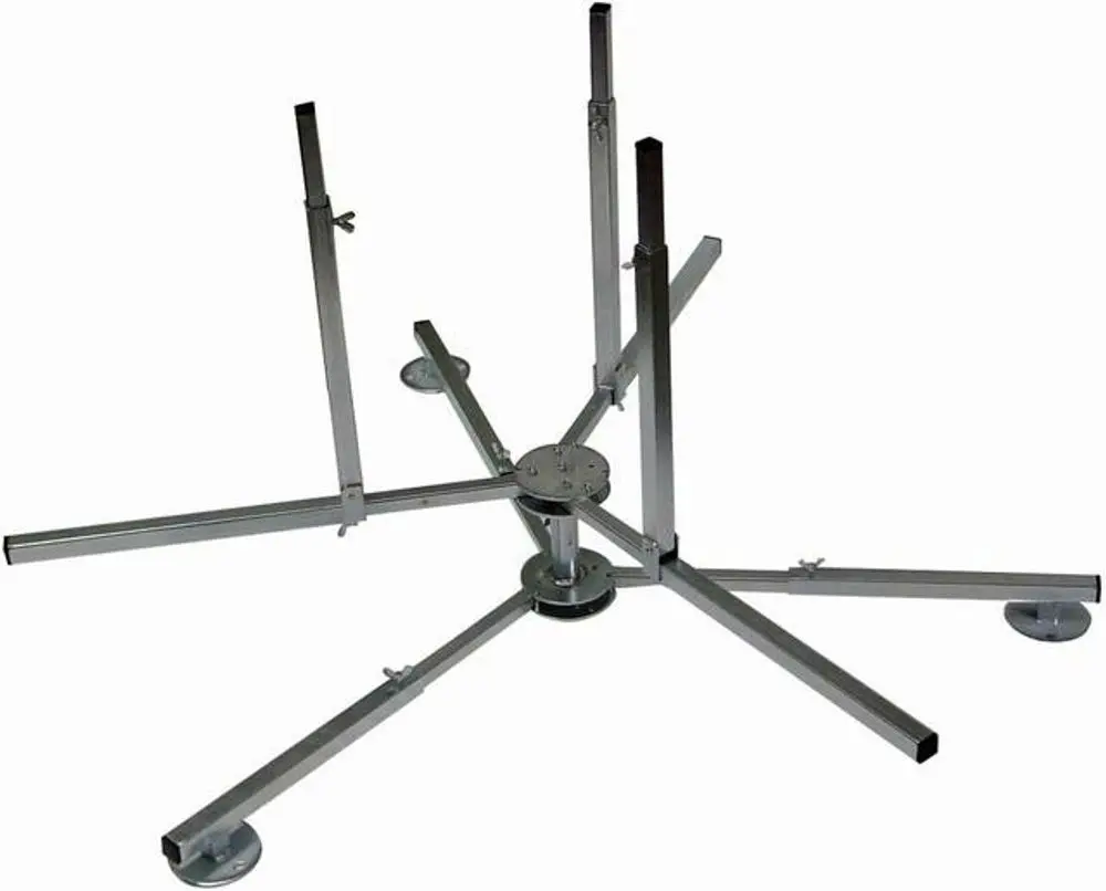 Abroller aus Metall für Heizrohre, mit mehreren Stützbeinen und einer zentralen Drehmechanik. Geeignet für die Verwendung mit Produkten wie Purmo Heizsystemen.