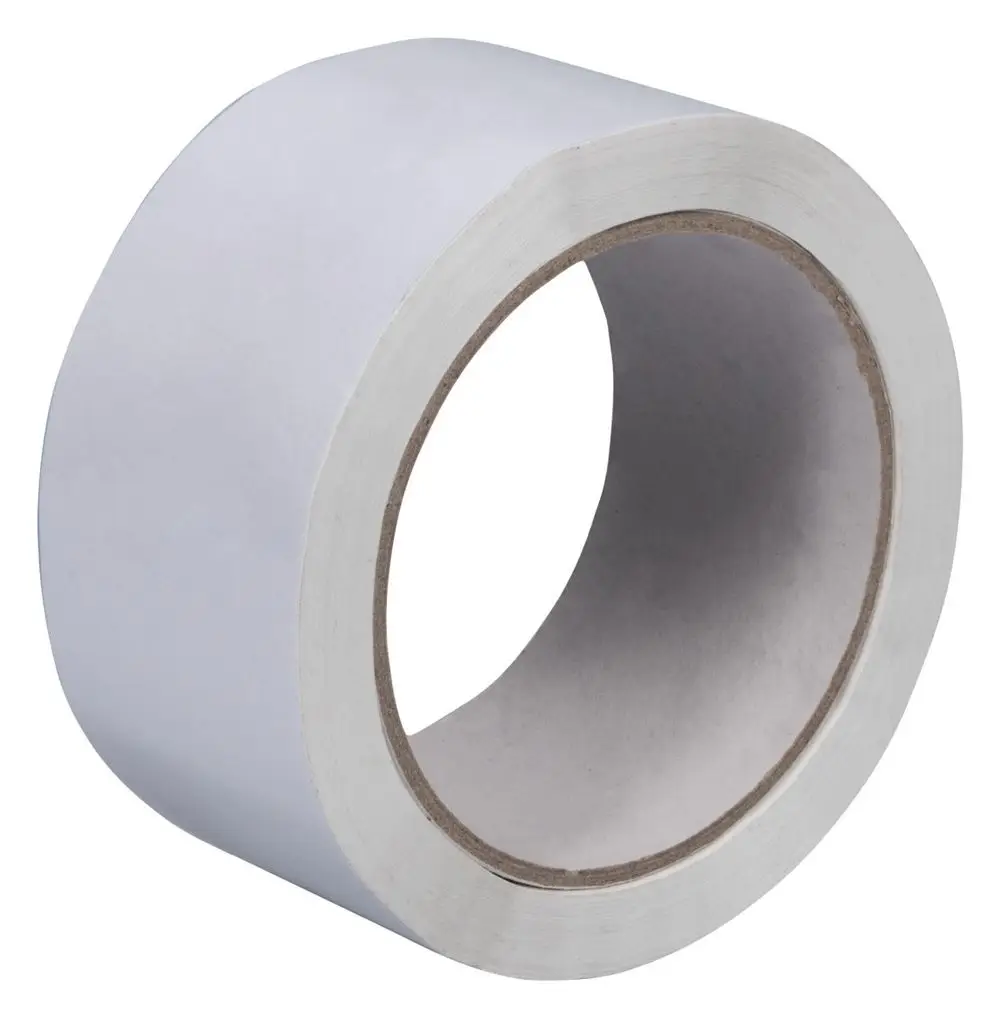 Weißes Klebeband auf einer Rolle mit glatter Oberfläche und innerem Papprohling, geeignet für verschiedene Anwendungen, hergestellt von Kermi.