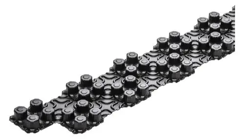 Verknüpfungsstreifen in Schwarz, aus mehreren Elementen zusammengesetzt, mit hohen, runden Kappen. Produkt von Kermi. Ideal für flexible Verbindungen in verschiedenen Anwendungen.