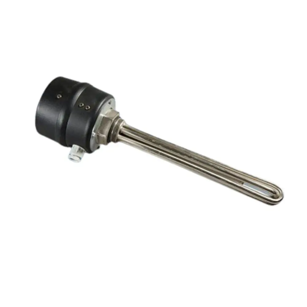 Heizpatrone von NIBE mit einem langen, metallischen Heizstab und einem schwarzen Gehäuse. Geeignet für Heizanwendungen in verschiedenen Systemen.