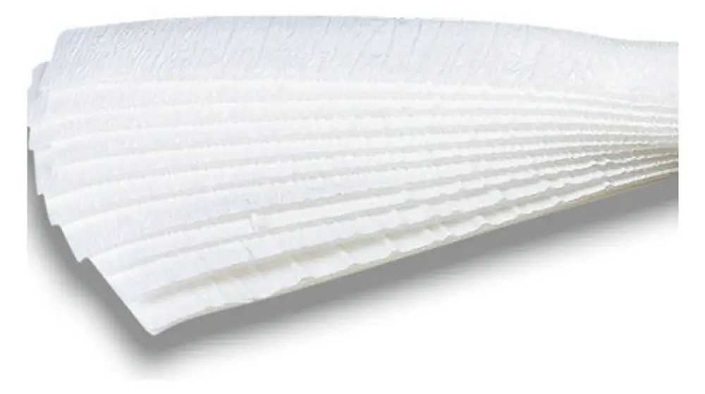 Weißer Klebestreifen, gefaltet, mit strukturierter Oberfläche, auf weißem Hintergrund, für Rohschutz geeignet. Kermi-Produkt zur Anwendung im Bau- oder Handwerksbereich.