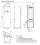 Viessmann Wärmepumpe, vertikale Bauform mit Anschlussmöglichkeiten für Kaltwasser, Warmwasser und Zirkulation, dargestellt in Dimensionen und Anschlussdetails.