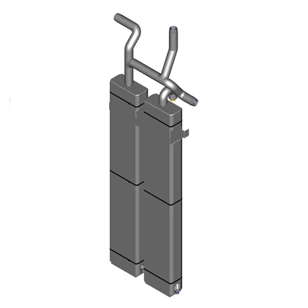Doppelter Wasserbehälter mit getrennten Kammern und Kunststoffverkleidung. Anschlussrohre sind oben sichtbar. Produkt von Viessmann zur Warmwasserspeicherung.