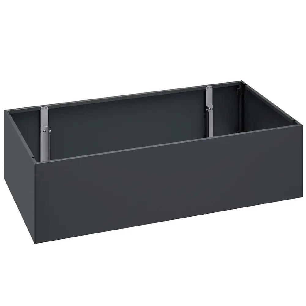 Design-Verkleidung für Bodenkonsole in dunkler Farbe, geeignet für die Verwendung mit Viessmann Heizsystemen, zeigt eine geschlossene, rechteckige Form ohne sichtbare Fächer oder Konturen.
