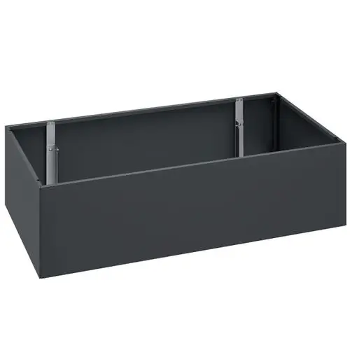 Design-Verkleidung für Bodenkonsole in dunkler Farbe, geeignet für die Verwendung mit Viessmann Heizsystemen, zeigt eine geschlossene, rechteckige Form ohne sichtbare Fächer oder Konturen.