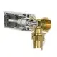 Flamco Design-Thermostatkopf in Schnittansicht, zeigt interne Mechanismen und Anschlussdetails. Es handelt sich um ein thermostatisches Regelgerät.