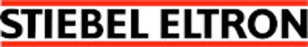 Logo der Marke Stiebel Eltron in schwarz-rot, klarer Schriftzug auf weißem Hintergrund.