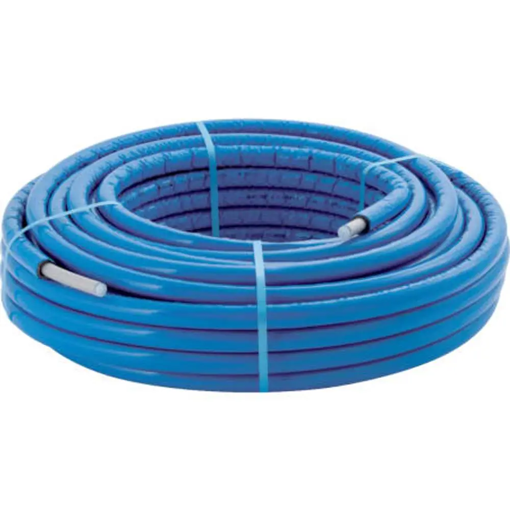 Rund vorgewickeltes Rohr in blauer Farbe, sichtbar aufgerollt, geeignet für das Geberit PushFit System.