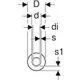 Geberit PushFit Systemrohr, rund, mit verschiedenen Dimensionen für Verbindungselemente, dargestellt in schematischer Form. Diagramm zeigt Rohrmaße und Abstände.