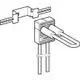 Anschlussbox von Geberit mit zwei angeschlossenen Rohren und Halterungselement, abgebildet in schematischer Darstellung.