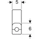 Metallrohr-Anschlussbogen mit einer runden Öffnung und einer Verschraubung, dargestellt in technischer Zeichnung, für Anwendungen von Geberit.