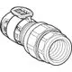 FlowFit Übergangsverschraubung mit Innengewinde, dargestellt in technischer Ansicht, gefertigt von Geberit. Es zeigt eine Verbindungskomponente zur Befestigung von Rohren.
