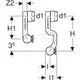 Anschluss-Endstücke für Vor- und Rücklauf mit Anschlussverschraubung für Eurokonus, dargestellt in einem technischen Diagramm, Geberit Produkt.