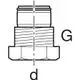 Anschlussverschraubung mit Außengewinde, um eine Verbindung in Rohrleitungen herzustellen, abgebildet in technischem Diagramm, mit Informationen zu G- und d-Dimensionen. Geberit.