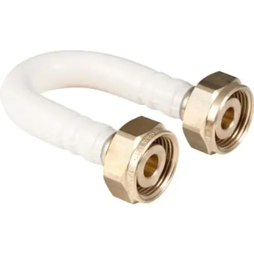 FlowFit Abpressschlaufe mit zwei Eurokonusverschraubungen, gefertigt von Geberit, zur Verbindung von Rohrsystemen in sanitären Anwendungen.