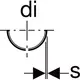 Schematische Darstellung einer Tragschale mit Durchmesserangabe und zwei gleichgerichteten Pfeilen. Geberit Produkt zeigt Montagehinweise und Verbindungselemente.
