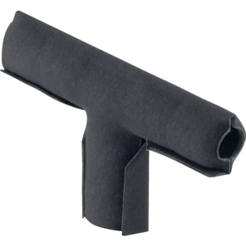 Geberit PushFit Abschluss für ein T-Stück, gefertigt aus flexiblem Material, zeigt eine T-Form mit seitlichen Halterungen zur sicheren Befestigung.