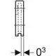 Schematische Darstellung einer Schalldämmunterlage von Geberit für eine gerade Verbindung, mit Abmessungen und Struktur.