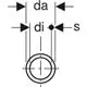 Schematische Darstellung von Rohrverbindungen mit Pfeilen, die den Fluss anzeigen, inklusive optischer Elemente. Geberit ist als Hersteller für entsprechende Produkte relevant.