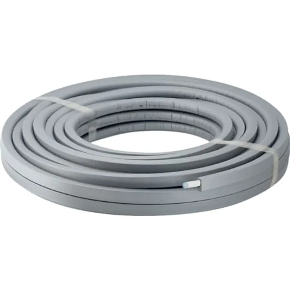 Grau umwickeltes Rohr auf Rolle, geeignet für Heizungs- und Sanitärsysteme. Produkte von Geberit bieten zuverlässige Lösungen in der Installationstechnik.