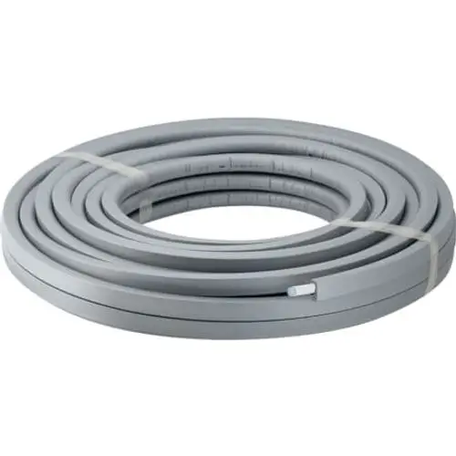 Grau umwickeltes Rohr auf Rolle, geeignet für Heizungs- und Sanitärsysteme. Produkte von Geberit bieten zuverlässige Lösungen in der Installationstechnik.