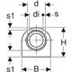 Zeichnung eines Rohrsystems mit Abmessungen und technischen Details, typischerweise verwendet in Heizungsanwendungen, im Design von Geberit.