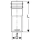 Geberit FlowFit Markierhülse für Schutzrohr, dargestellt in schematischer Ansicht mit Maßlinien für Länge und Durchmesser.