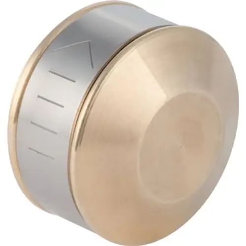Kappe mit Steckanschluss von Geberit, runde Form mit einer glatten, metallischen Oberfläche und Markierungen. Geeignet für lösbare Verbindungssysteme.