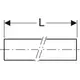 Rundes Rohr in schematischem Diagramm, mit einer gestrichelten Linie zur Kennzeichnung der Mitte, hergestellt von Geberit.