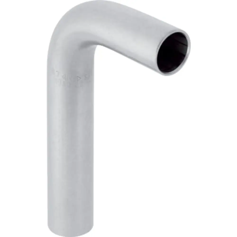 Edelstahl-Passbogen mit gebogenem Ende, geeignet für Rohrverbindungen. Geberit-Anwendung zur optimalen Installation in sanitären Systemen.