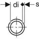 Geberit Rohrnippel aus verzinktem C-Stahl mit zwei Anschlüssen, dargestellt in einem technischen Diagramm.