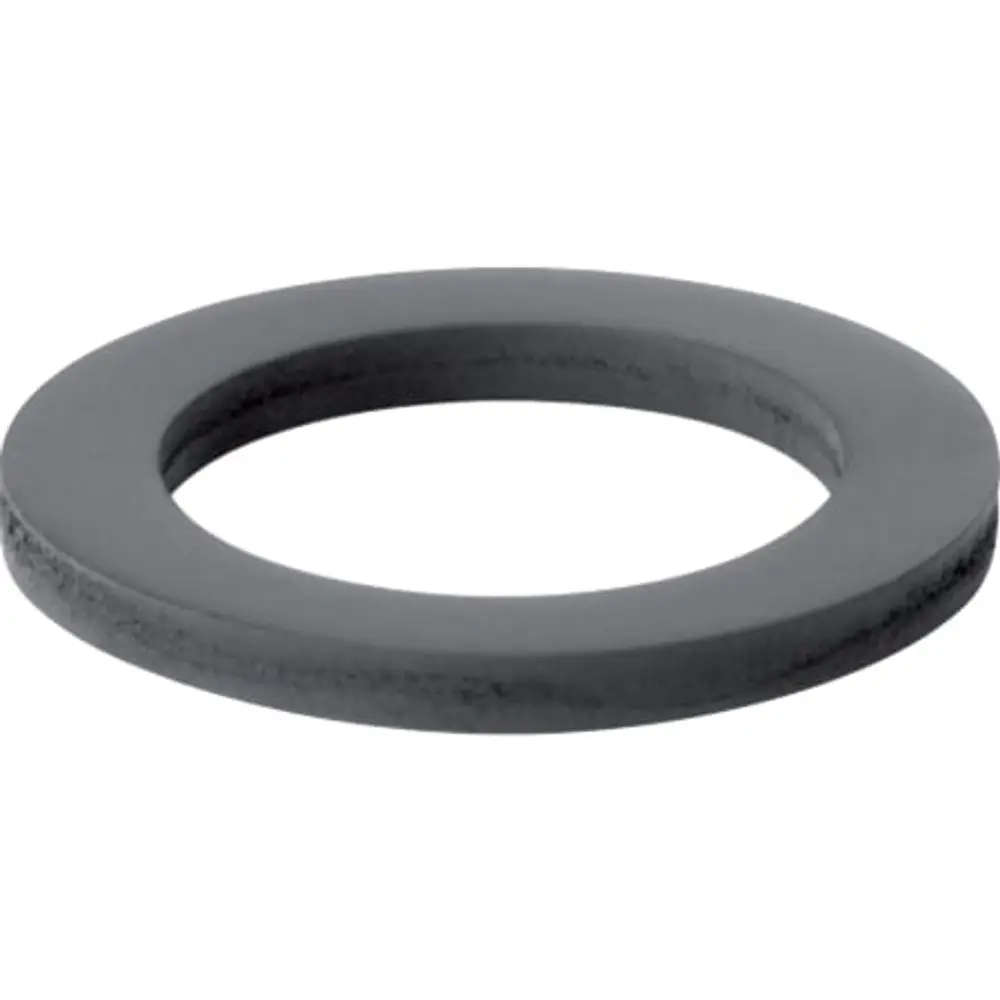 Schwarze Flachdichtung aus EPDM von Geberit, kreisförmig mit einem inneren Durchmesser, geeignet für verschiedene Dichtungsanwendungen in der Sanitärtechnik.