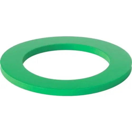 Grüne Flachdichtung aus FPM-Material, rund mit innerem und äußerem Rand, geeignet für verschiedene Anwendungen. Hersteller: Geberit.